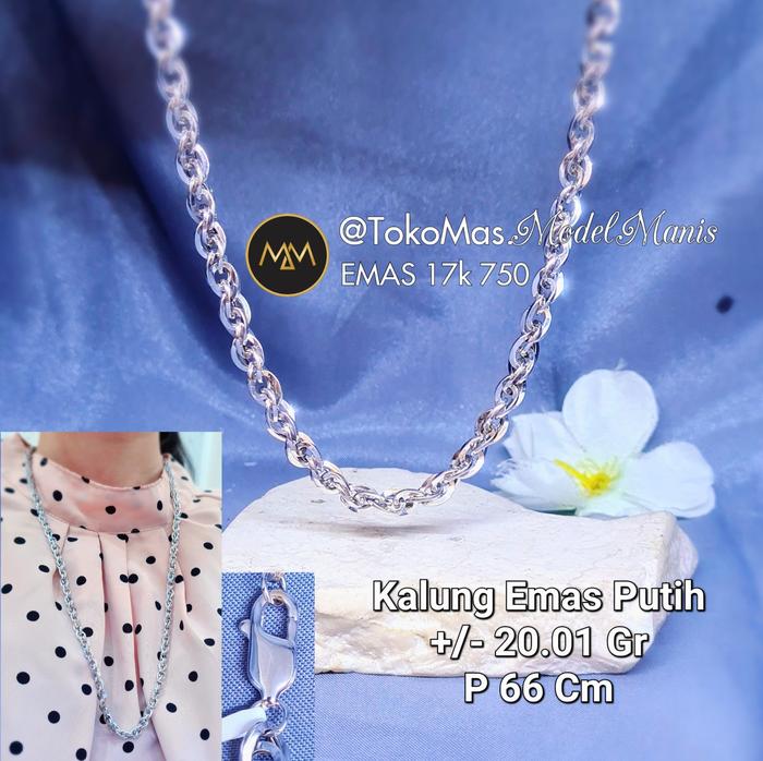 Kalung Dragon Polos Kilap Emas Putih 750 kadar 17k
