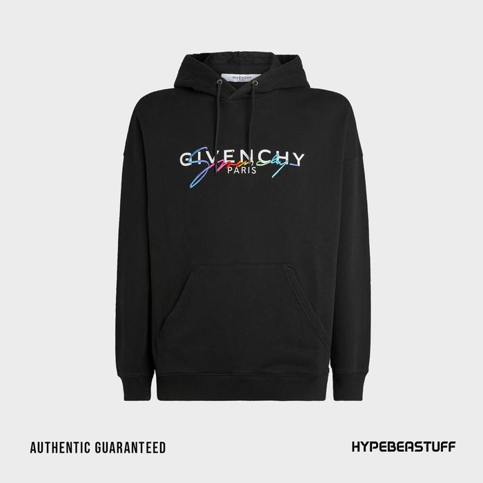 Givenchy Signature Embroidered Jersey Hoodie Black