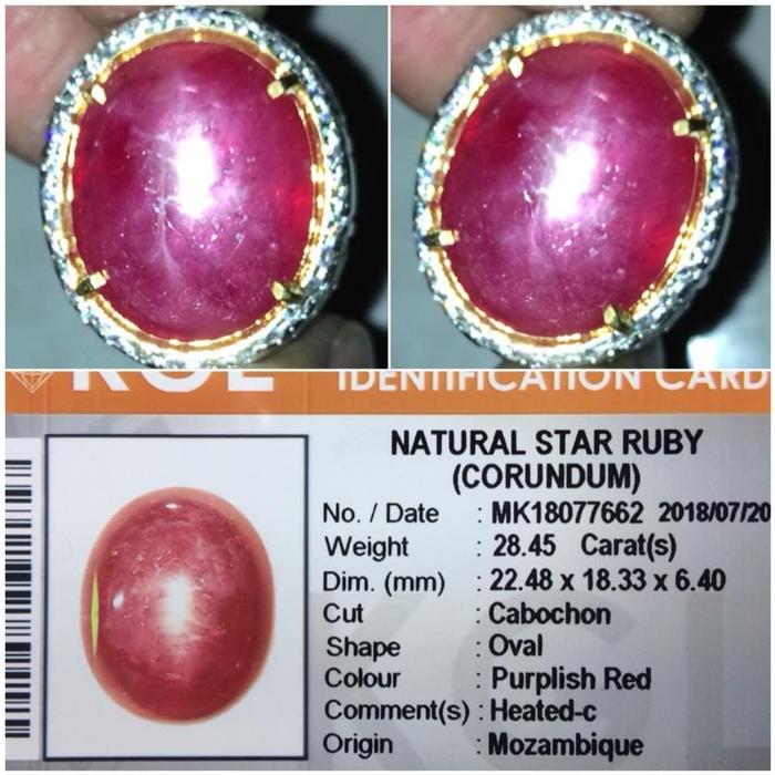 JUMBO. NATURAL STAR RUBY BATU RED RUBY ADA BIRMA BURMA MEMO