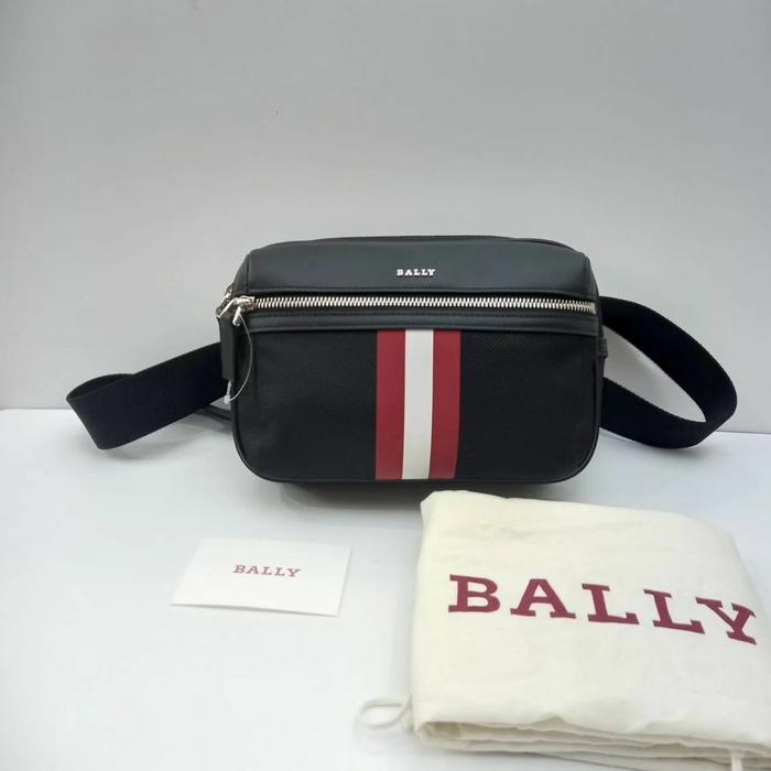 Tas original Bally thate belt bag/ waist bag black stripe red