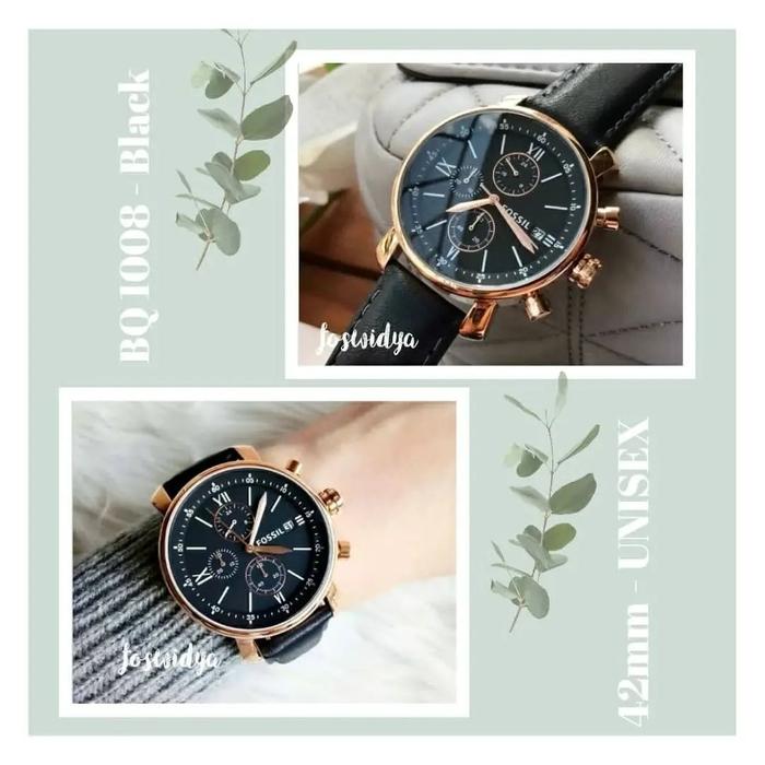 Jam Tangan Unisex Fos BQ1008 Black Strap Gold - New With Tag