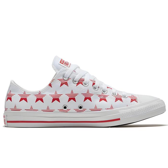 Sepatu Sneakers Wanita Converse CT AS Ox Star Print White Red 168809C