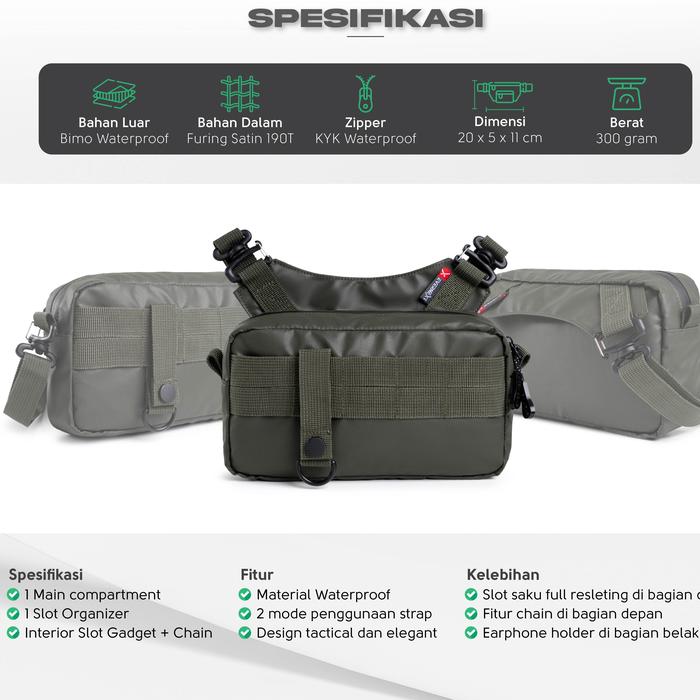 Tas Selempang Pria Waistbag Slingbag tactical waterproof Sling bag
