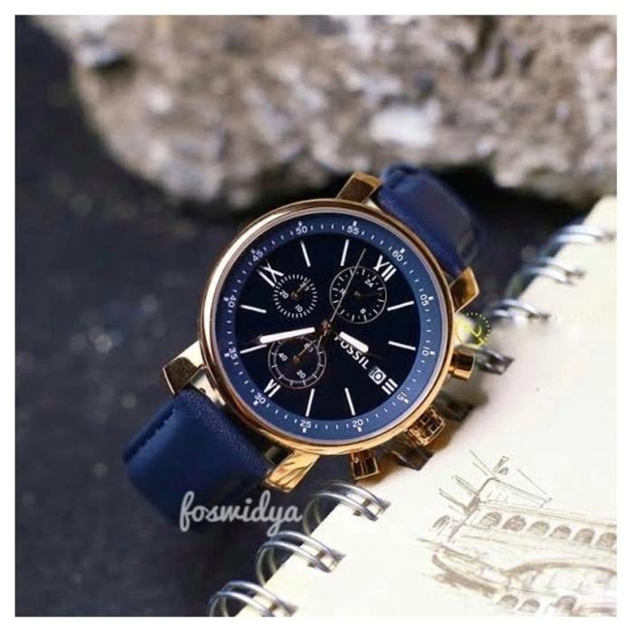 Jam Tangan Unisex Fos BQ1704 Navy Strap Gold - New With Tag