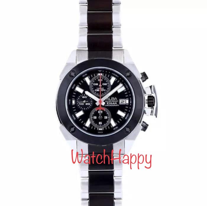 ALBA AF8M19X1 MEN ANALOG SILVER BLACK AF8M19 STAINLESS STEEL ORIGINAL