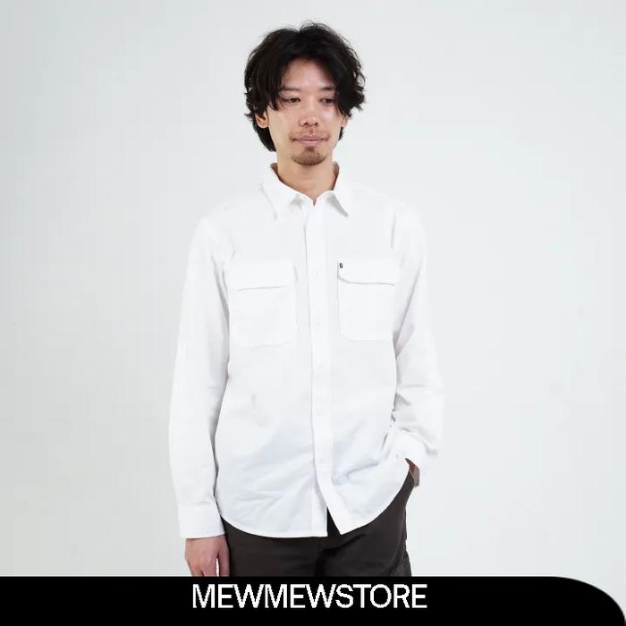Kemeja Pria Tactical Lengan Panjang Putih Casual MGEE CAMPER C006