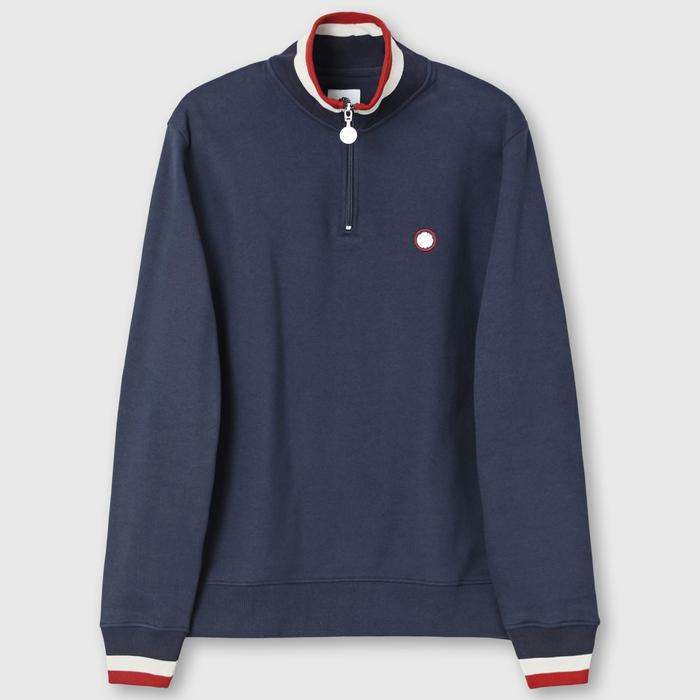 Pretty Green Tilby Quarter Zip Sweatshirt Navy Original