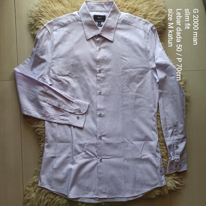 G2000 man kemeja pria lengan panjang katun preloved sz M slim fit