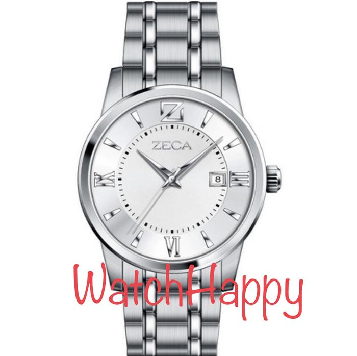 ZECA 305 305M MEN ANALOG WATCH SILVER WHITE DIAL STAINLESS STEEL STRAP