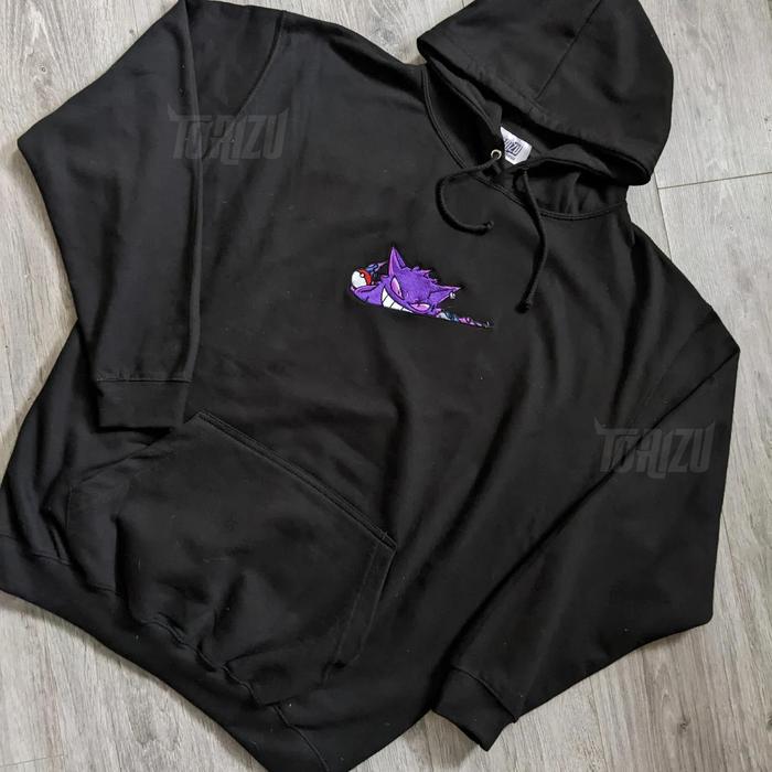 Hoodie Gengar Embroidery Anime Pokemon