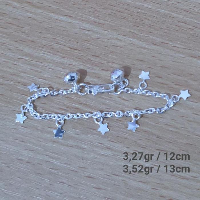 Gelang Anak Perak Murni Asli Model Rantai Nuri Bintang Keliling GA3GR