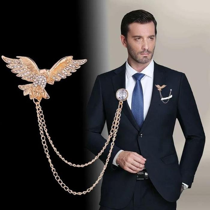 lapel pin bros jas desain burung elang - brooch aksesoris jas blazer