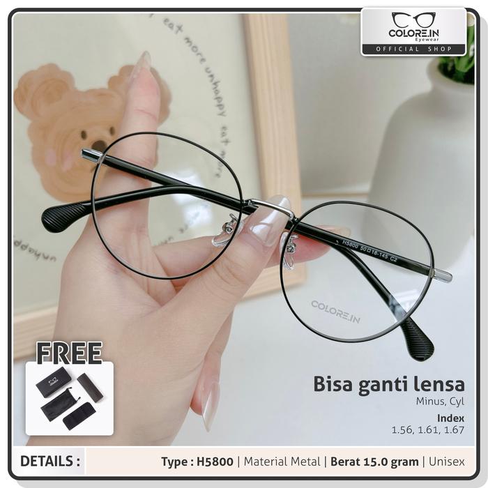 Kacamata Minus Anti Radiasi Bluecromic Colore.in Bulat Casual H5800