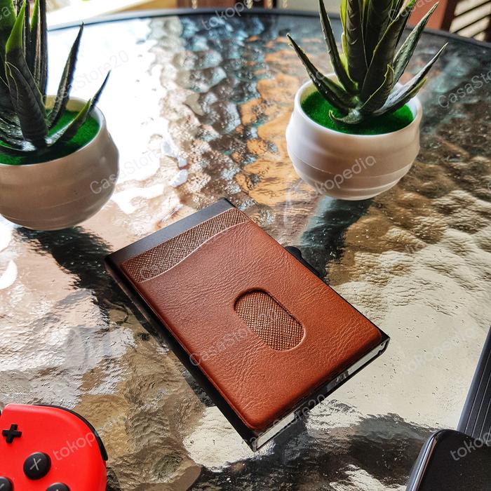Dompet Pria / Dompet Kartu Minimalis Anti RFID - Alumunium Kulit