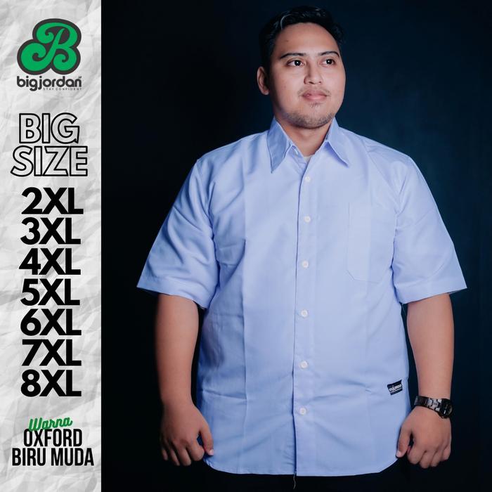 BIRU MUDA - kemeja lengan pendek jumbo original BigJordan size 3XL-8XL