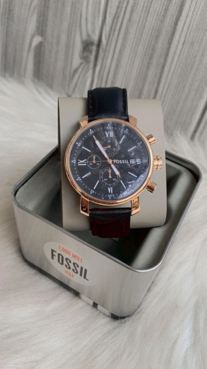 JAM TANGAN BRANDED Men BQ1008 Rhett Chronograph Leather Strap Black