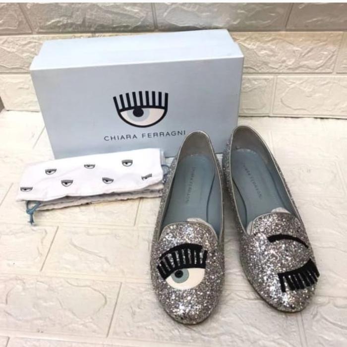 PRELOVED Chiara Ferragni Slipon Shoes silver glitter