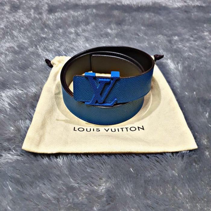 Size 85 Louis Vuitton Blue Logo Belt 100% Authentic Guarante Original