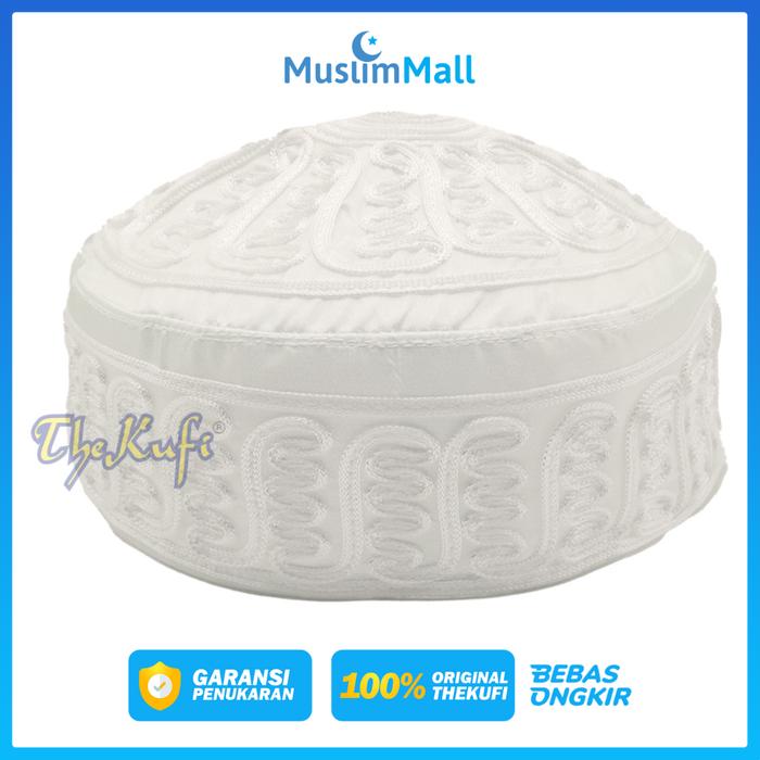Peci Putih Macrame Style Kopiah Sulam Benang Putih - The Kufi