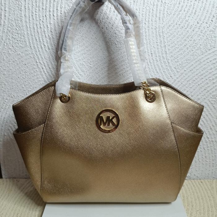 TAS WANITA MK JET SET TRAVEL TOTE LARGE CHAIN PALE GOLD