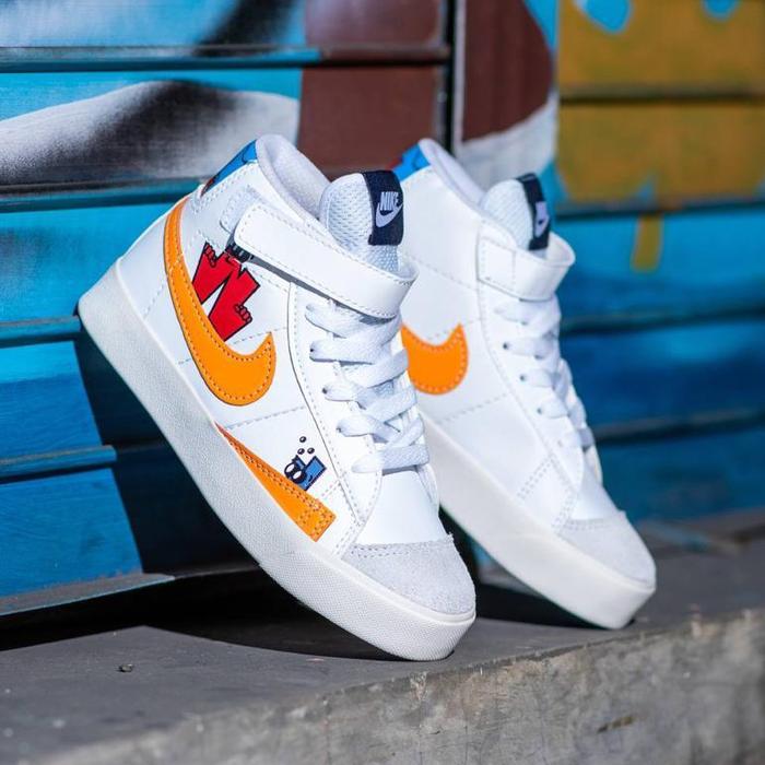 SEPATU KIDS!!! BLAZER MID 77 PLAYGROUND WHITE ORANGE