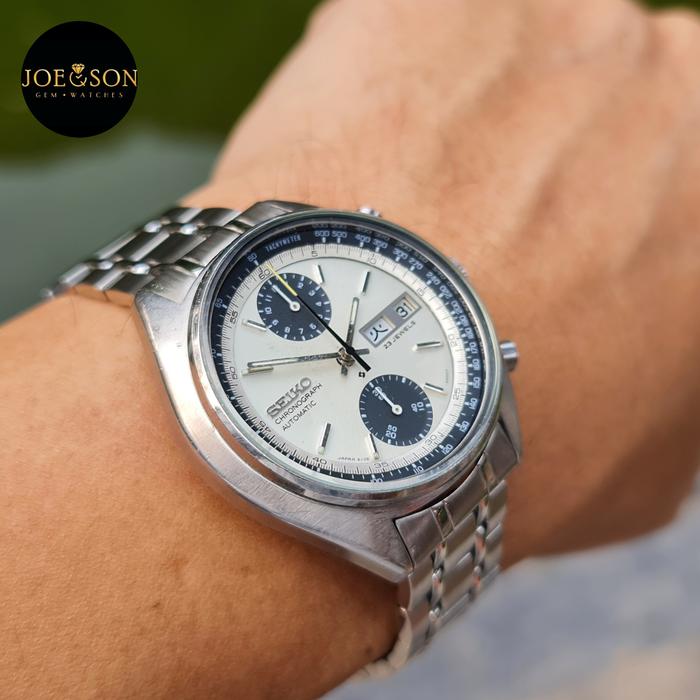 70s Vintage Seiko Baby Panda 6138-8000 automatic Chronograph clean dial Nice Condition