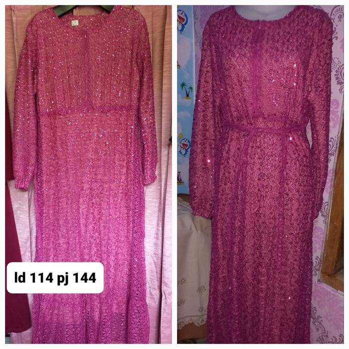 gamis pesta jumbo/gamis pink/gamis brokat/gamis tile