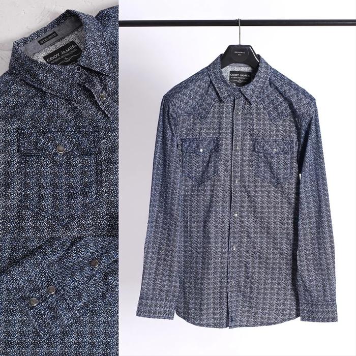 Kemeja Cody James Abstract Blue Navy Original