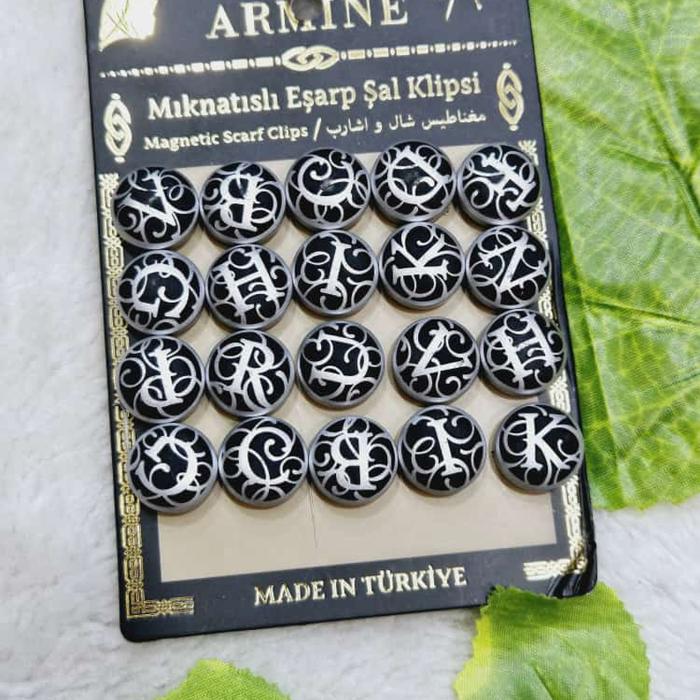 pin bros magnet hijab ASLI TURKI model huruf abjad