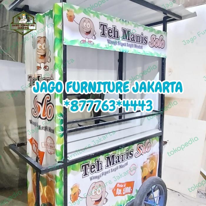 gerobak franchise es teh solo,manis bisa custem Besi