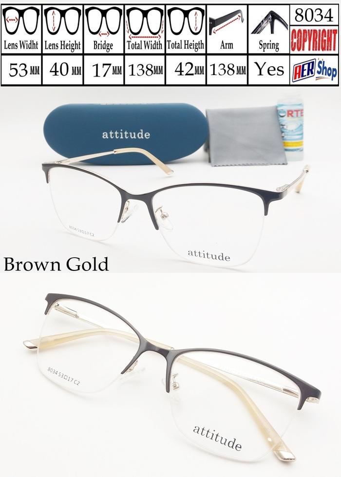 kacamata original ATTITUDE half frame kacamata cat eye metal