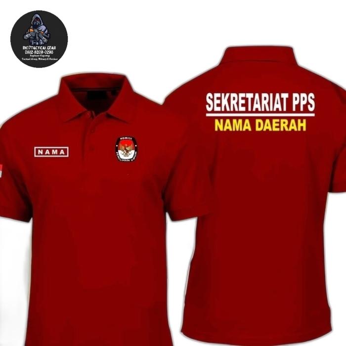 KAOS KERAH POLOSHIRT SEKRETARIAT PPS/PPS FREE NAMA TULISAN BORDIRAN