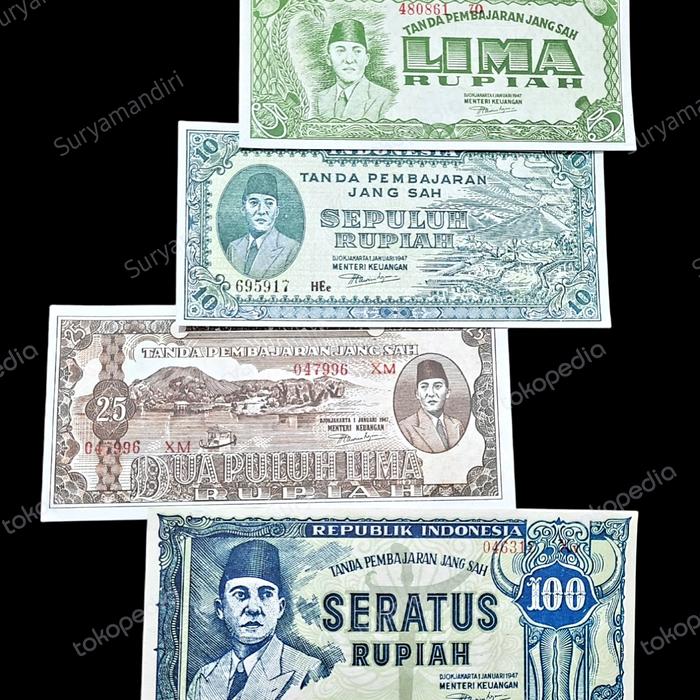 Set Uang Kuno Rupiah ORI II Soekarno (1947) Replika Repro