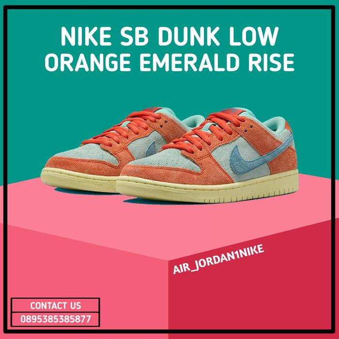 Sepatu Sneakers Pria Nike SB Dunk Low Pro PRM Orange Emerald Rise