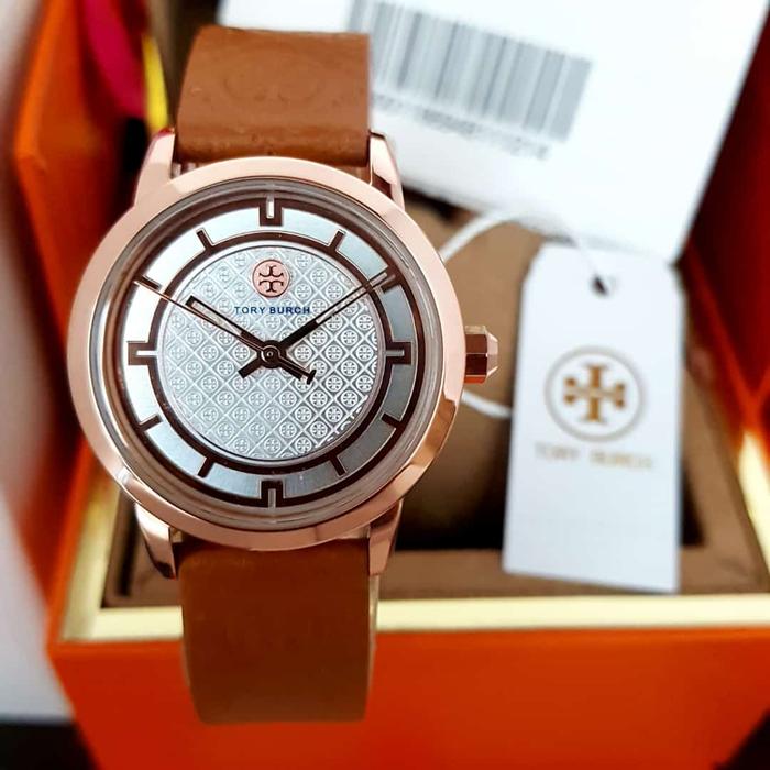 Tory Burch Jam Tangan Wanita TBW1000 Fullbox Original 32mm Stainless Steel & Kulit Quartz