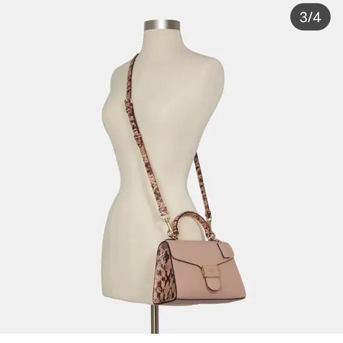 Pepper Satchel Snake Embossed Shell Pink