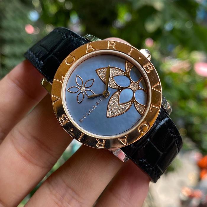 Bvlgari Mother Of Pearl Dial Ring Gold 750 18K BBL P 33 SG Automatic