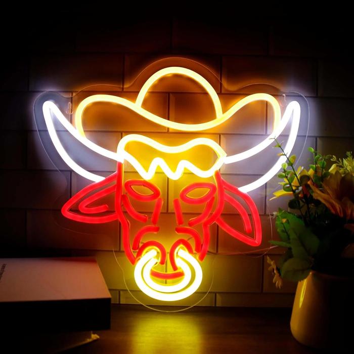 Best Cool Cowboy Cowgirl Bull Cow Hat Neon Sign Led Cow Neon Ligh