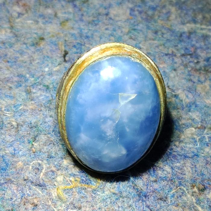 Batu Akik Pandan Biru Langit ring aloy