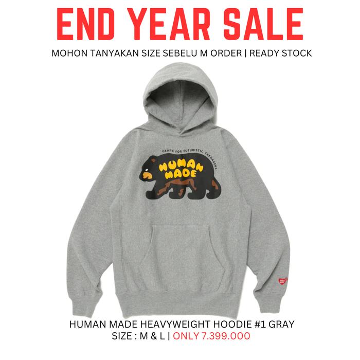 HUMAN MADE HEAVYWEIGHT HOODIE #1 GRAY | HOODIE PRIA & WANITA ORIGINAL