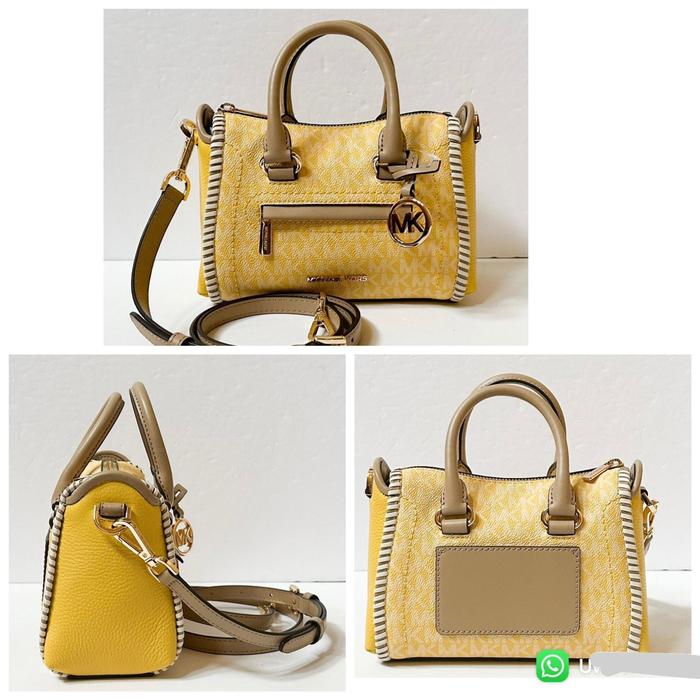MK Carine Xs whipstitch yellow / green