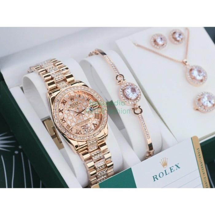 Jam Tangan Wanita (Set Kalung Anting Cincin Gelang)