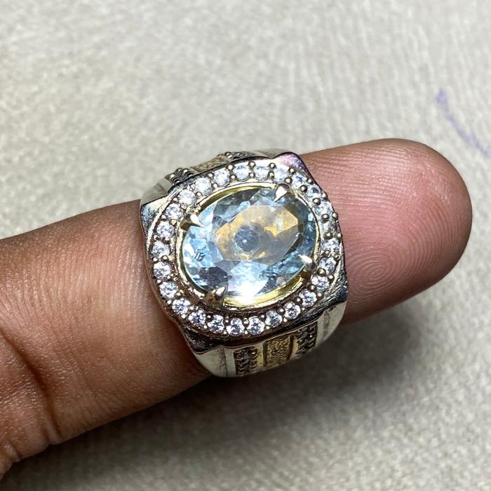 batu cincin natural aquamarine beryl batu aquamarine