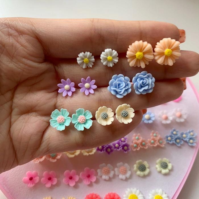 anting tusuk bunga / anting tusuk plastik / anting tusuk mawar / anting tusuk anak / anting tusuk an