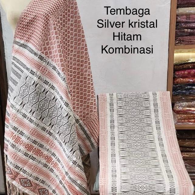 Kain Songket Medan Tumtuman Tarutung Tembaga Silver Kristal Hitam