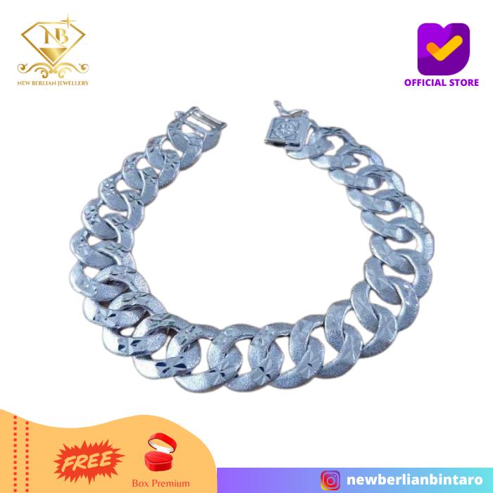 Gelang tangan emas putih asli 18K-750 (GMK 43)