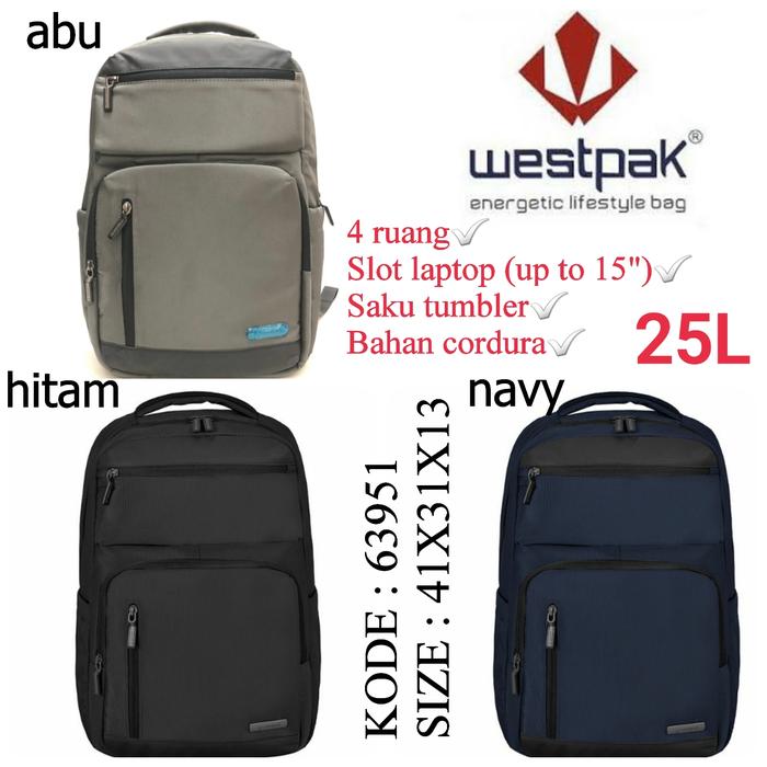 Tas Ransel Original Westpak 63951 Abu Navy Hitam Ransel Westpak Murah