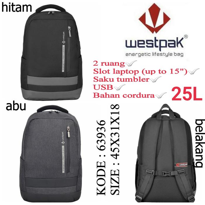 Tas Ransel Original Westpak 63936 Warna Hitam Abu | Tas Westpak Ori