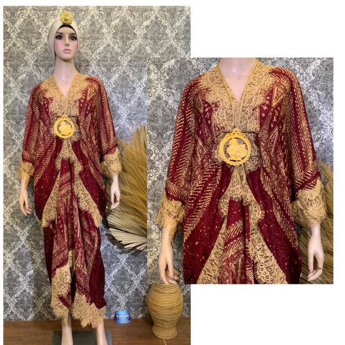 Modeluv - Kaftan Azura Batik Viscose Sutra Dress Kondangan Mewah Gamis