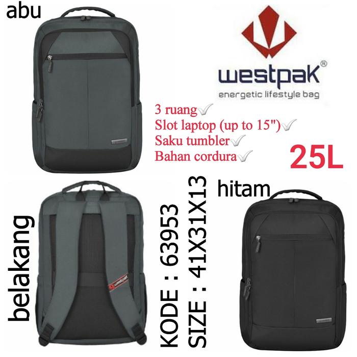 Tas Ransel Original Westpak 63953 Hitam Abu Ransel Westpak Ori Murah